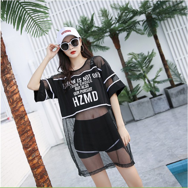 [Sẵn] Bikini đồ bơi thể thao áo lưới - set 3 món | BigBuy360 - bigbuy360.vn