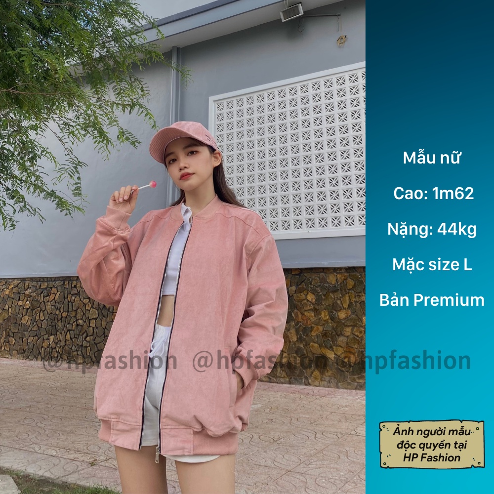 Áo khoác bomber trơn chất nhung tăm cao cấp phong cách Hàn Quốc form unisex nam nữ - B01 - Happy Style