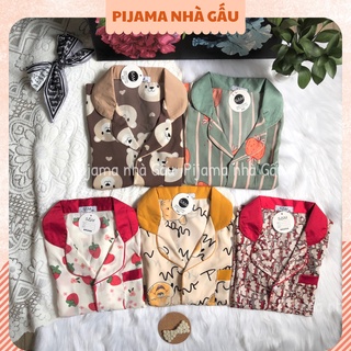 Đồ ngủ nữ, pijama đồ bộ mặc nhà freesize tay ngắn lụa mango họa tiết dễ thương