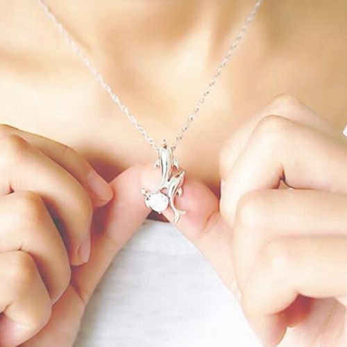 Vòng cổ mạ bạc mặt hình hai chú cáo heo dễ thương thanh lịch cho nữ