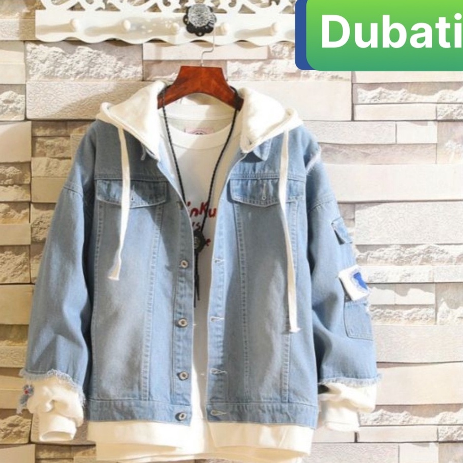 ÁO BÒ KHOÁC JEAN NAM NỮ PHỐI NÓN NỈ BASIC THỜI TRANG CAO CẤP PHONG CÁCH HÀN QUỐC- DUBATI FASHION