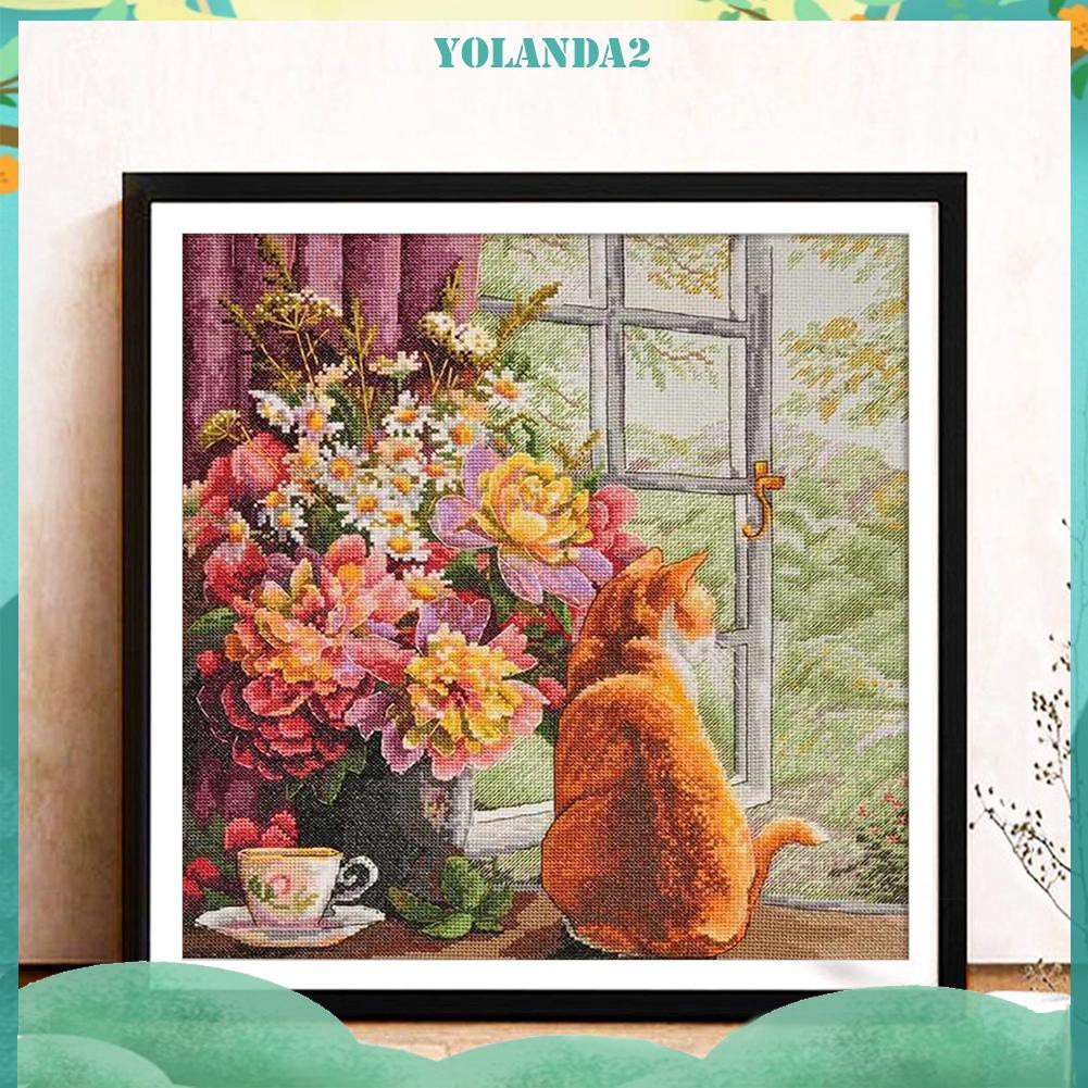 Toàn Bộ Tranh Thêu Chữ Thập Hình Mèo Và Hoa 11ct