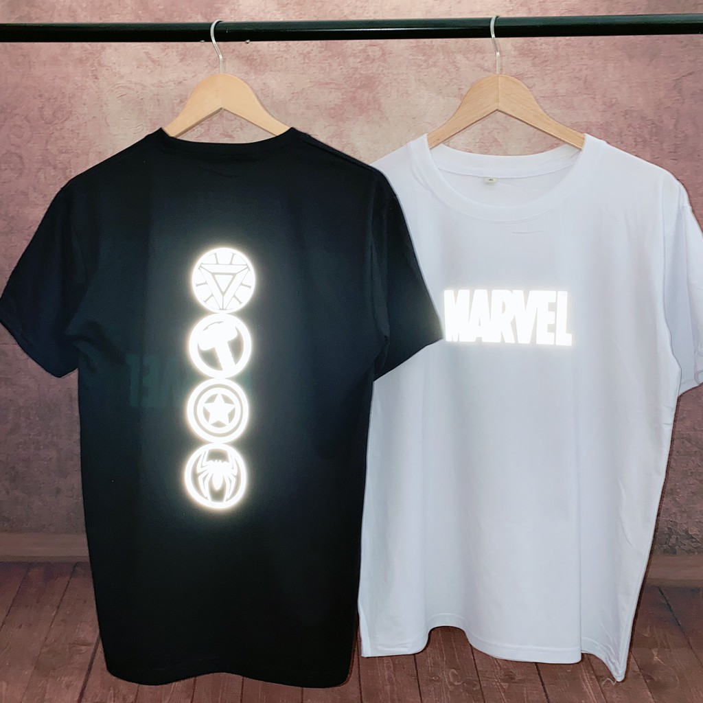 Áo Thun Phản Quang Marvel 4 Logo Cotton 75%,Form Rộng Unisex, Nam Nữ Đẹp Ken T-Shirt.