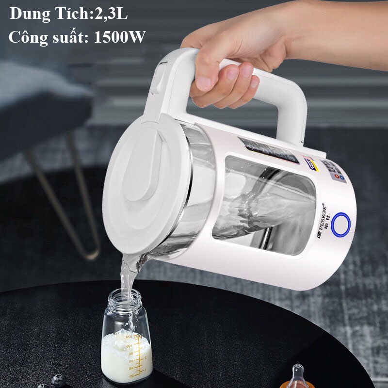 Ấm Siêu Tốc Thủy Tinh 1,8L - 2,3L Công Suất Lớn 1500W -  Ấm Đun Nước Pha Trà Siêu Nhanh Bảo Hành 6 Tháng LV001