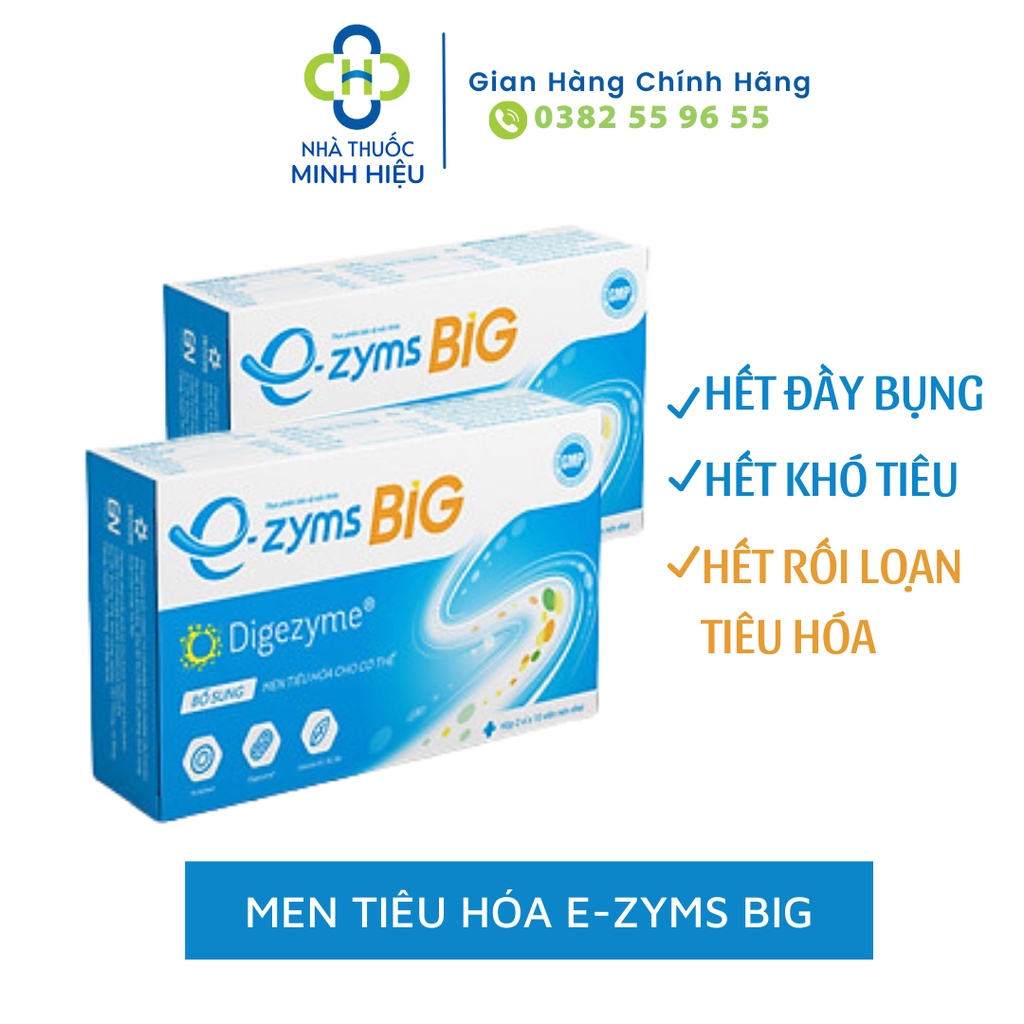 Enzym tiêu hóa EZYMS BIG-Hết đầy bụng, khó tiêu, hết rối loạn tiêu hóa-Hộp 20 viên nhai