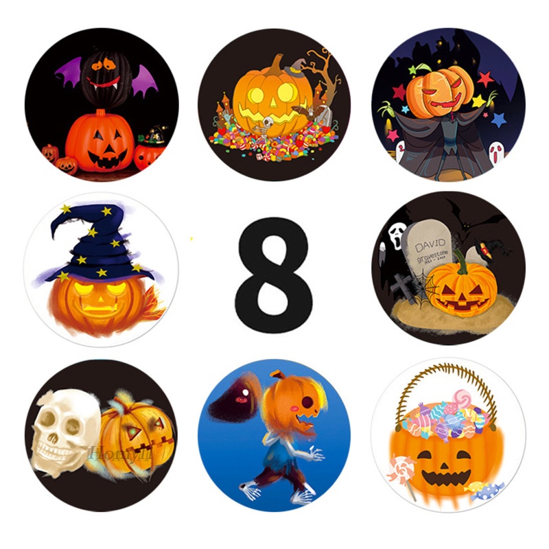 Set 500 Nhãn Dán Trang Trí Sổ Lưu Niệm Phong Cách Halloween