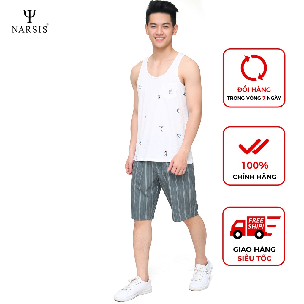 Quần Short nam cao cấp Narsis S7030 màu kẻ ghi