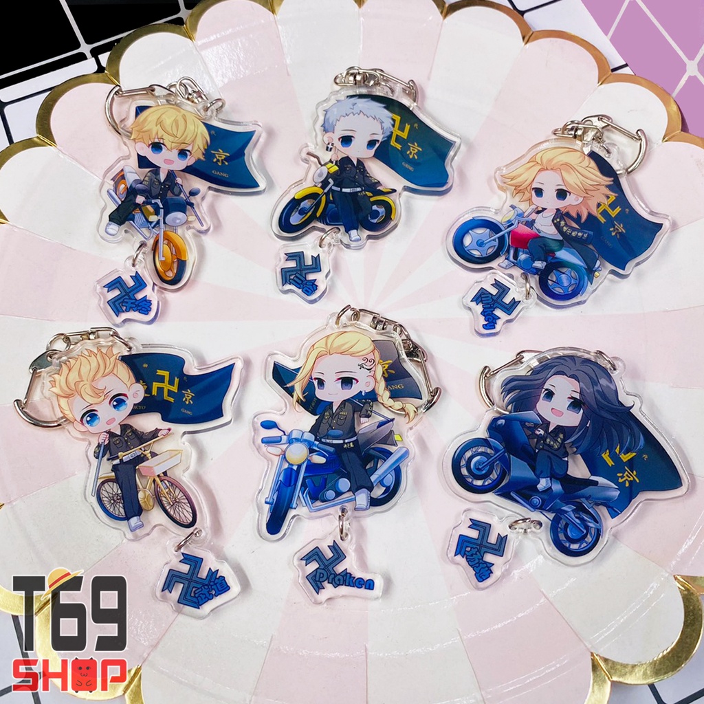 Móc khóa mica anime Tokyo Revengers - Driving ver (Loại cao cấp - Hình in ép giữa 2 mặt mica)