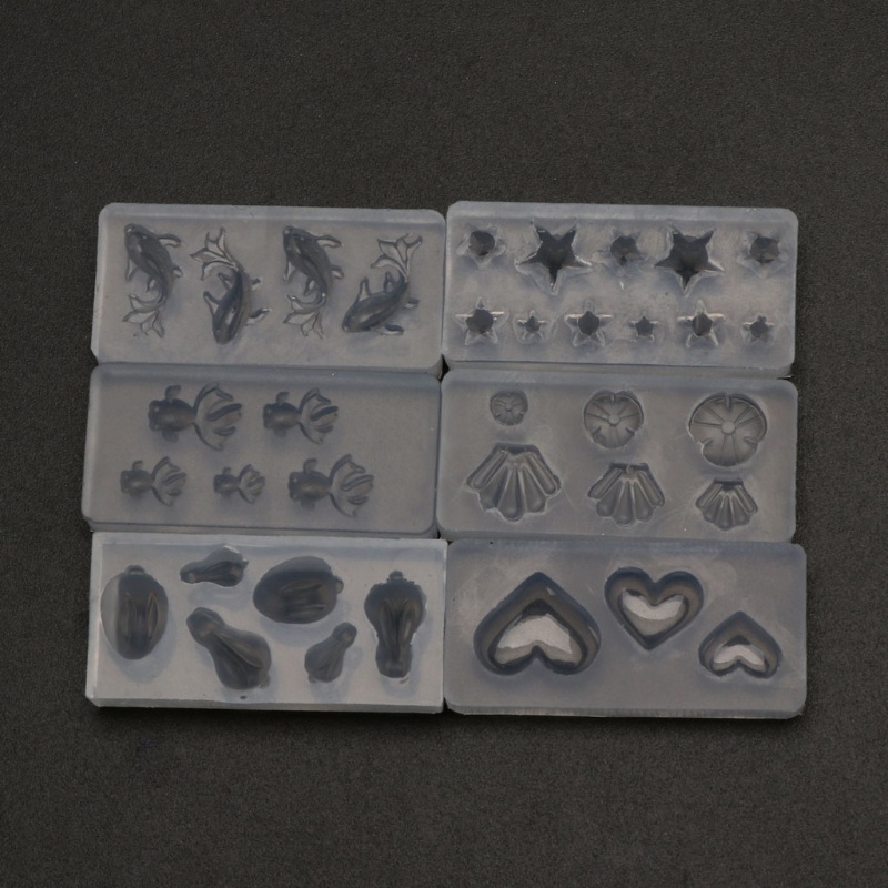 Set 6 Khuôn Làm Đồ Trang Sức Resin Thủ Công Hình Thỏ/Ngôi Sao/Lá Sen/Lá Sen Cỡ Nhỏ