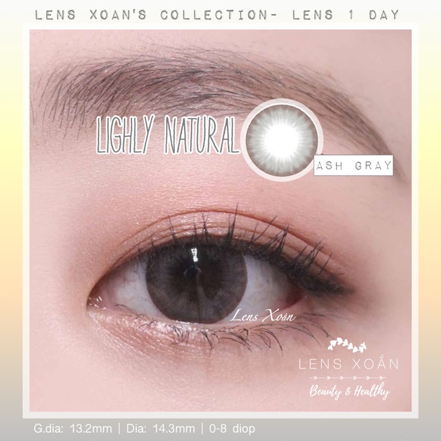 KÍNH ÁP TRÒNG 1 NGÀY LIGHLY NATURAL ASH GRAY - LENS TOWN - LENS XOẮN