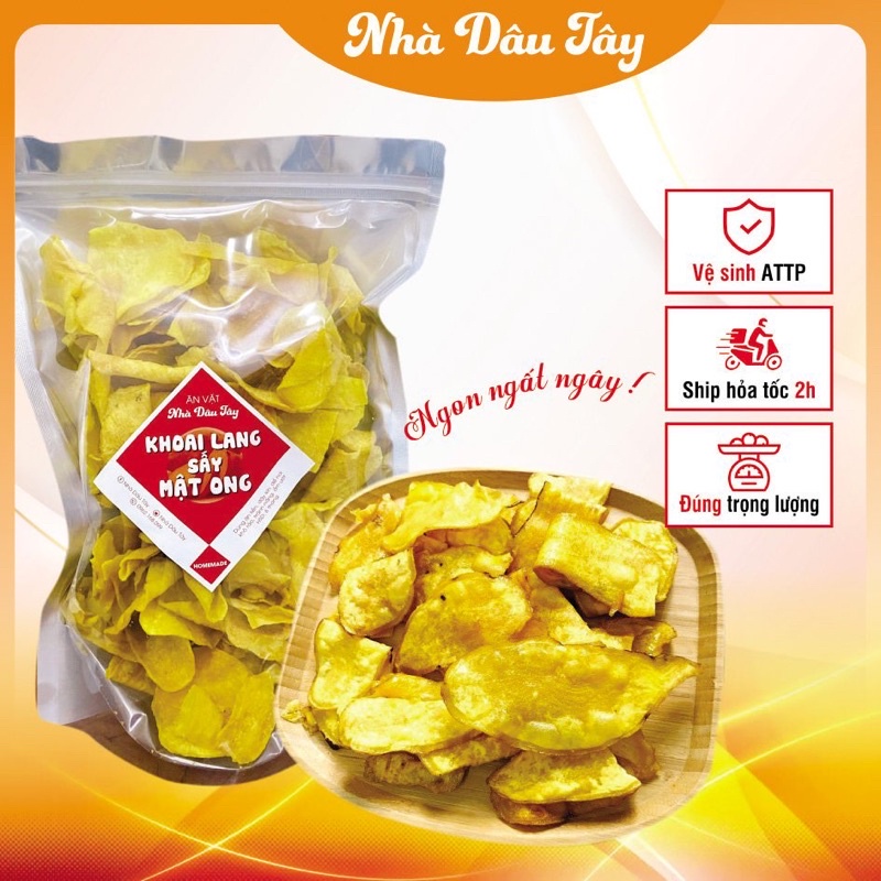 500Gr Khoai Lang Sấy Mật Ong Thơm Ngọt Đặc Sản Ăn Vặt Nhà Dâu Tây