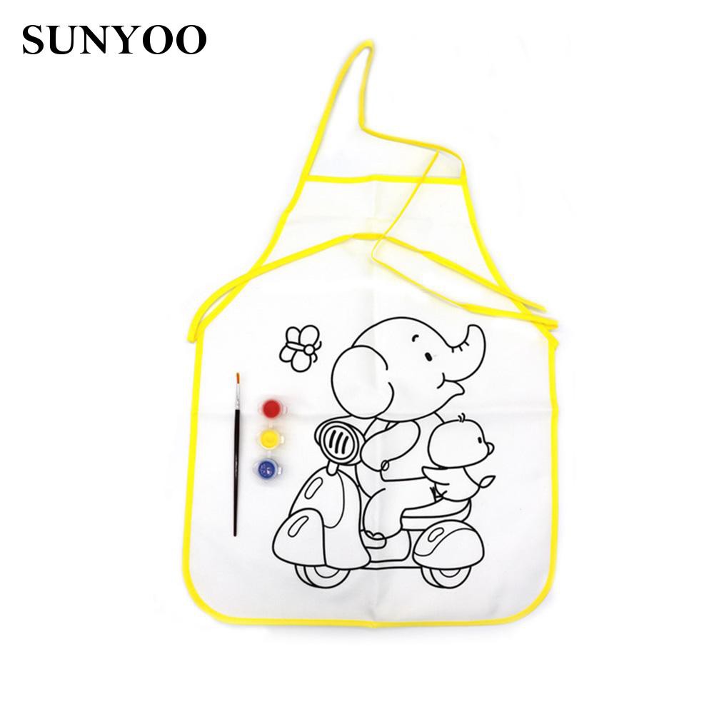 sunyoo Kids Children Oil Painting Graffiti Apron DIY Apron Kitchen Art Class Kit Acrylic Paint Funny