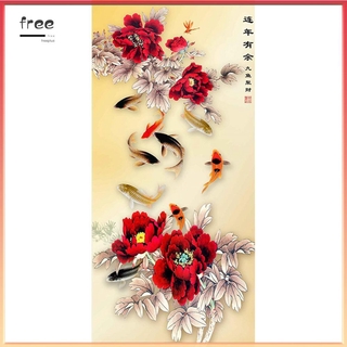 Bộ tranh đính đá 5D DIY hình con cá và bông hoa thời trang dành cho trang trí nhà cửa