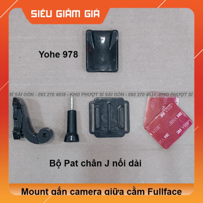 KHO SG- Mount gằn cằm cho camera Eken H9r, Gopro, Sj cho mũ nón bảo hiểm Fullface YOHE 978 - Pat gắn giữa cằm cho Fullf