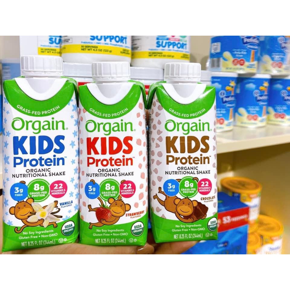 Thùng 12 hộp sữa nước hữu cơ Orgain kids protein