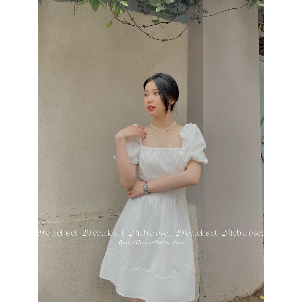 [Ảnh thật/Video] Váy cổ vuông hở eo chất thô mềm - 29feb.closet - V23