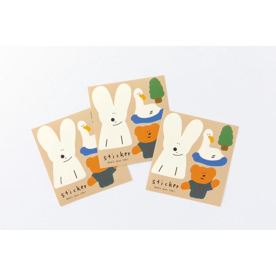 Set 3 Tấm Sticker ARTBOX Hàn Quốc Trang Trí Hình Thỏ Và Gấu Dễ Thương