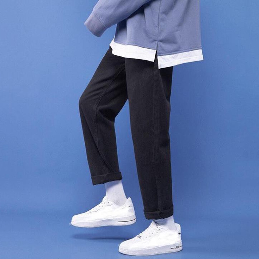 Quần Jean Nam Ống Suông Màu ĐEN Unisex - Kiểu quần jeans nam Baggy vải bò Leevin Store - J1014