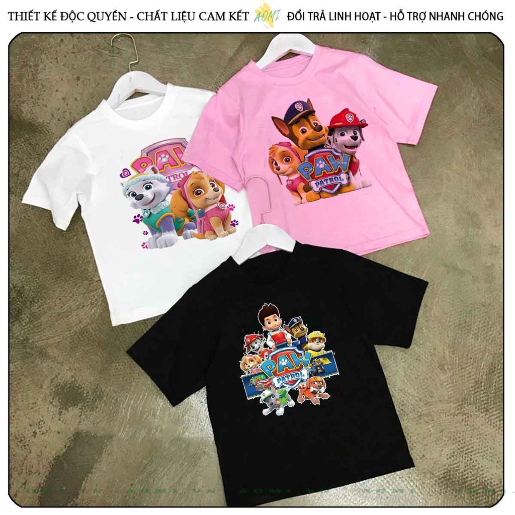 ÁO THUN UNISEX đội chó cứu hộ PHÔNG ĐEN TAY NGẮN NAM NỮ GIA ĐÌNH CẶP ĐÔI SIZE TRẺ EM BÉ TRAI GÁI AOMIVN