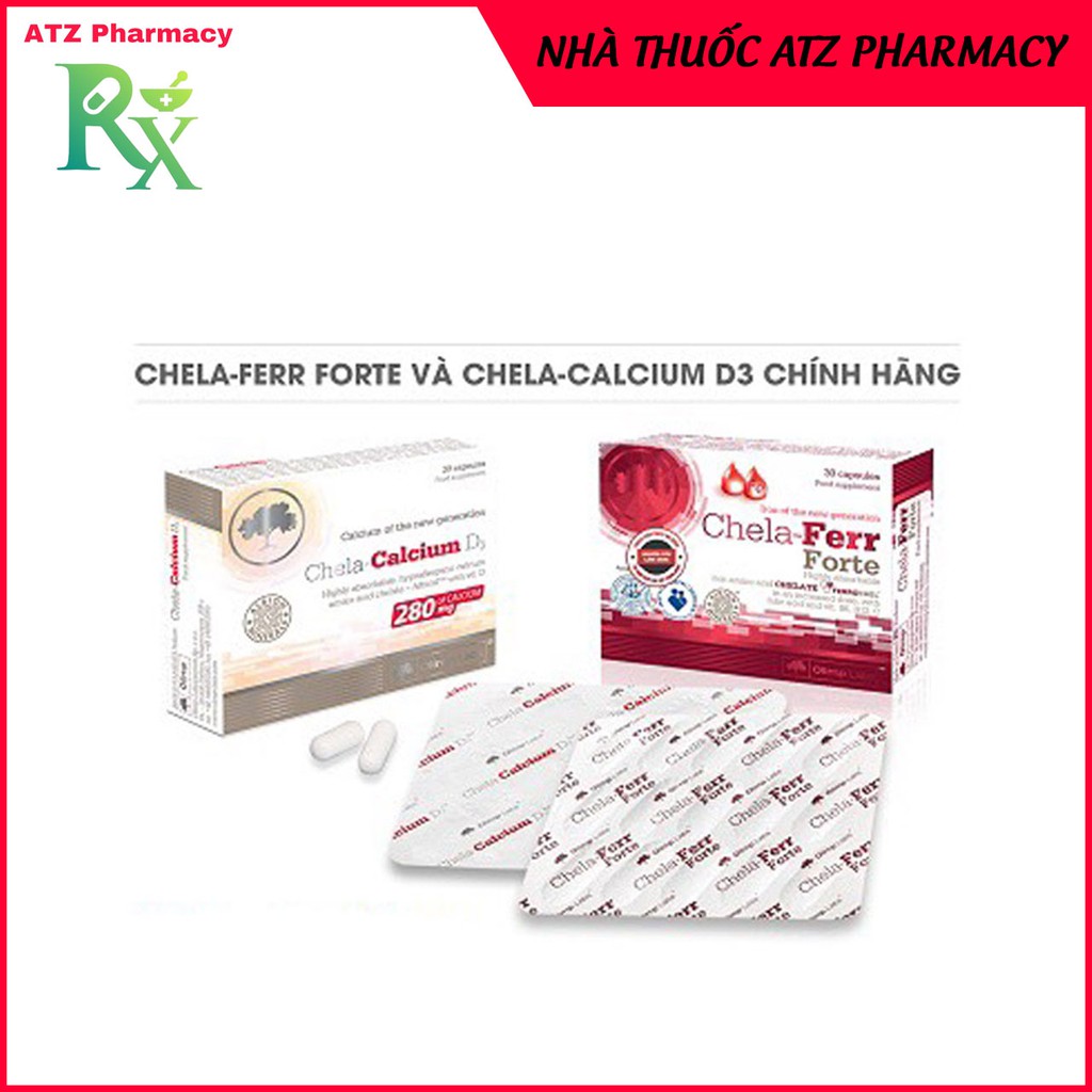 Combo Chela Calcium - Chela Ferr Forte - Bổ sung Canxi, Sắt, D3, C, B6, B12, Iron- Giúp mẹ khỏe, bé phát triển toàn diện