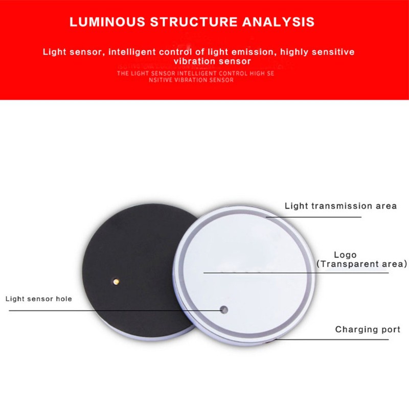 Đế Lót Ly Có Đèn Led Phát Sáng Chống Trượt Cho Xe Hơi