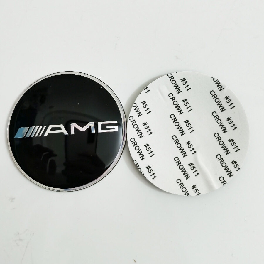 Bộ 4 Miếng Dán Trang Trí Trục Bánh Xe 65mm In logo Mercedes Benz AMG Apple