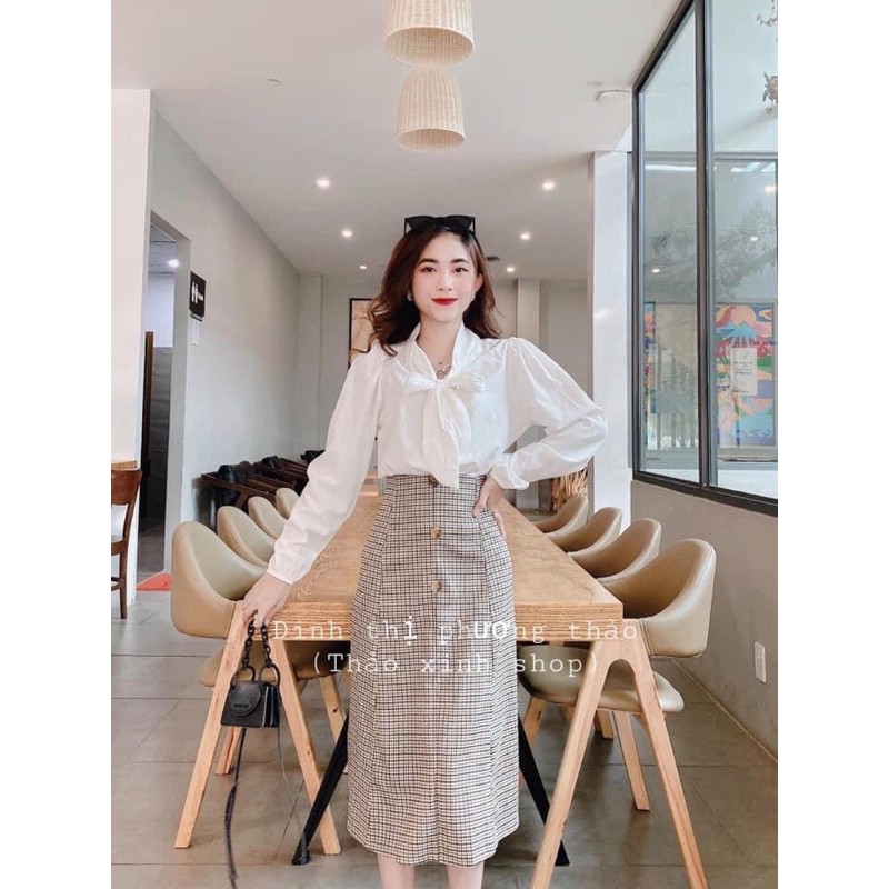 [Mã WAMT1505 giảm 10K đơn 0K] Set Áo Sơ Mi Mix Chân Váy Karo Cự Xinh Cho Các Bạn Nữ | BigBuy360 - bigbuy360.vn