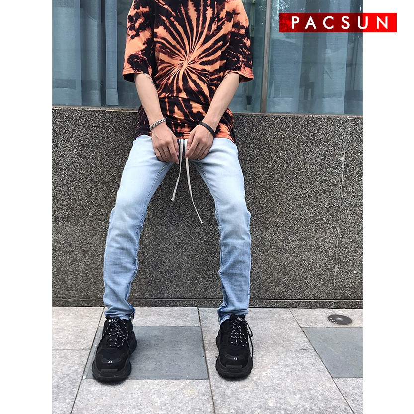 QUẦN JEAN NAM ZIPPER PACSUN XANH TRƠN