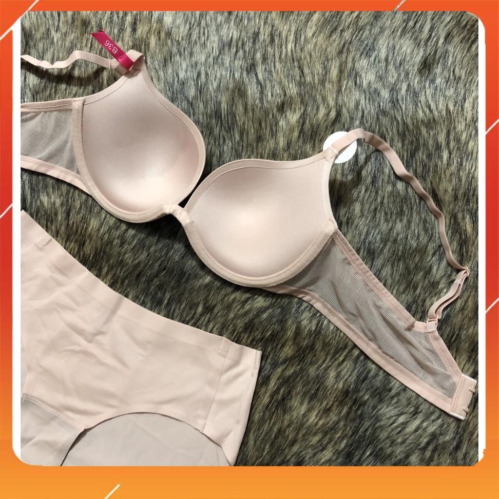 Set bộ đồ lót nữ trơn áo không gọng, đệm mút mỏng dành cho các nàng có vòng 1 trung bình lớn, Mã B23343
