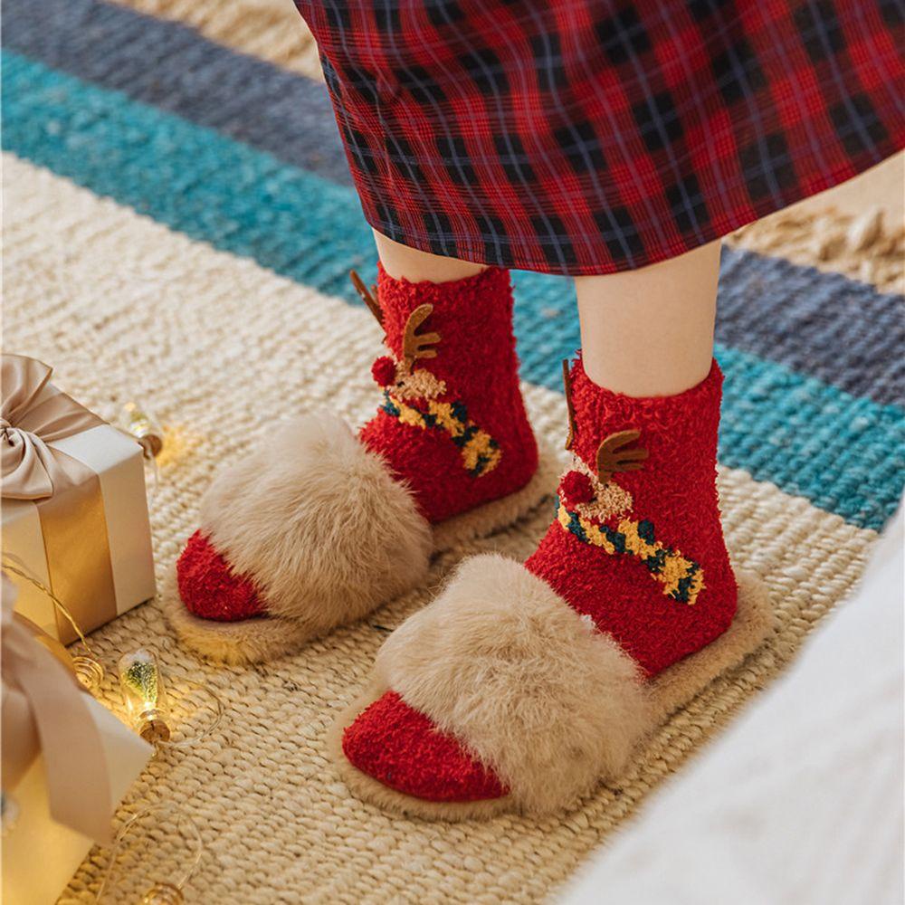 Tất Nhung San Hô In Họa Tiết Ông Già Noel Hoạt Hình Dễ Thương Cho Nữ TAYLOR1
