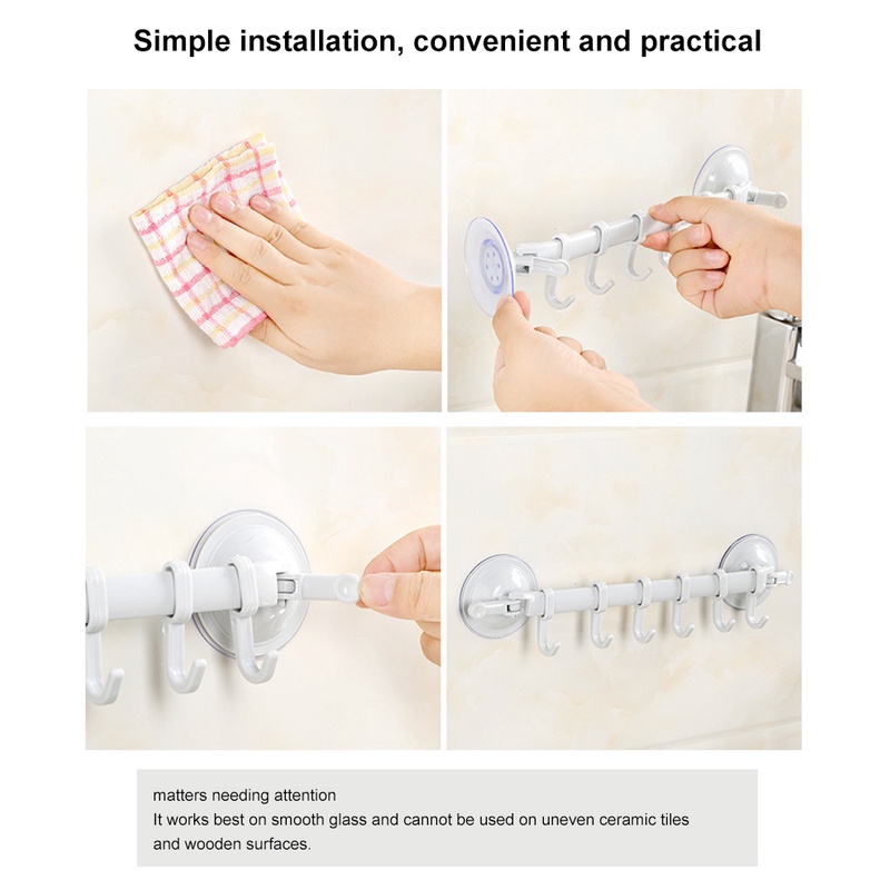 Mới Nhà Tắm Hút Móc Treo 6 Móc Giá Treo Khăn Phòng Tắm Mutifunction Giá Để Đồ Hút Chân Không Không Đấm Mạnh Bếp Móc Treo Tường FLOWERDANCE