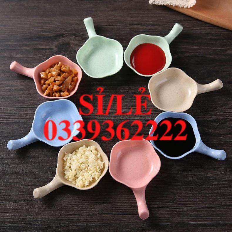 [ HAIANHSHOP ] Đĩa đựng gia vị lúa mạch có cán - Chén nhỏ đựng gia vị, chén nước chấm có tay cầm Duashop Duashop &gt;