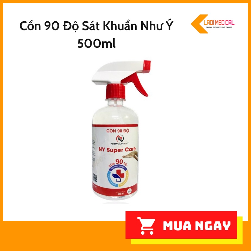 Cồn y tế 90 độ Như Ý Super Care chai 500ml (có vòi xịt )