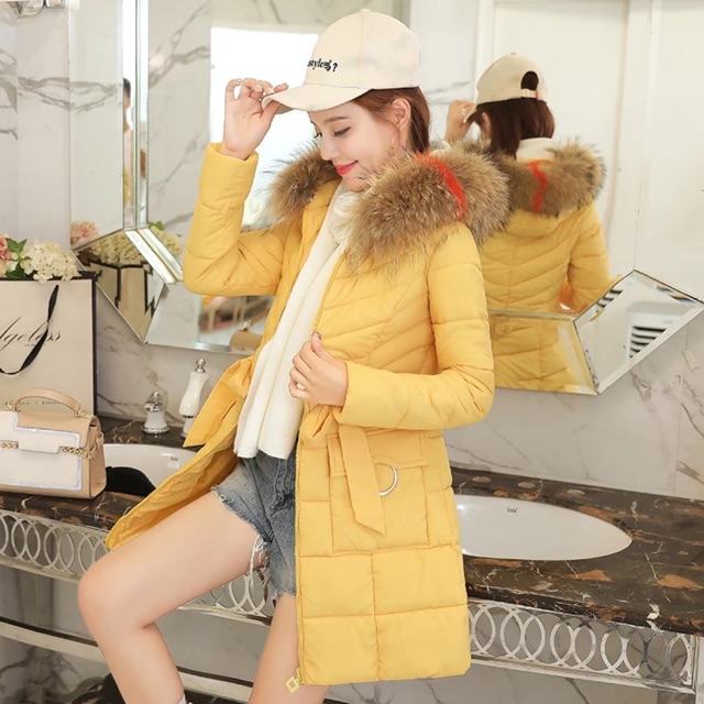 HT110 Áo phao nữ eo buộc nơ dáng eo ót hàng QCCC