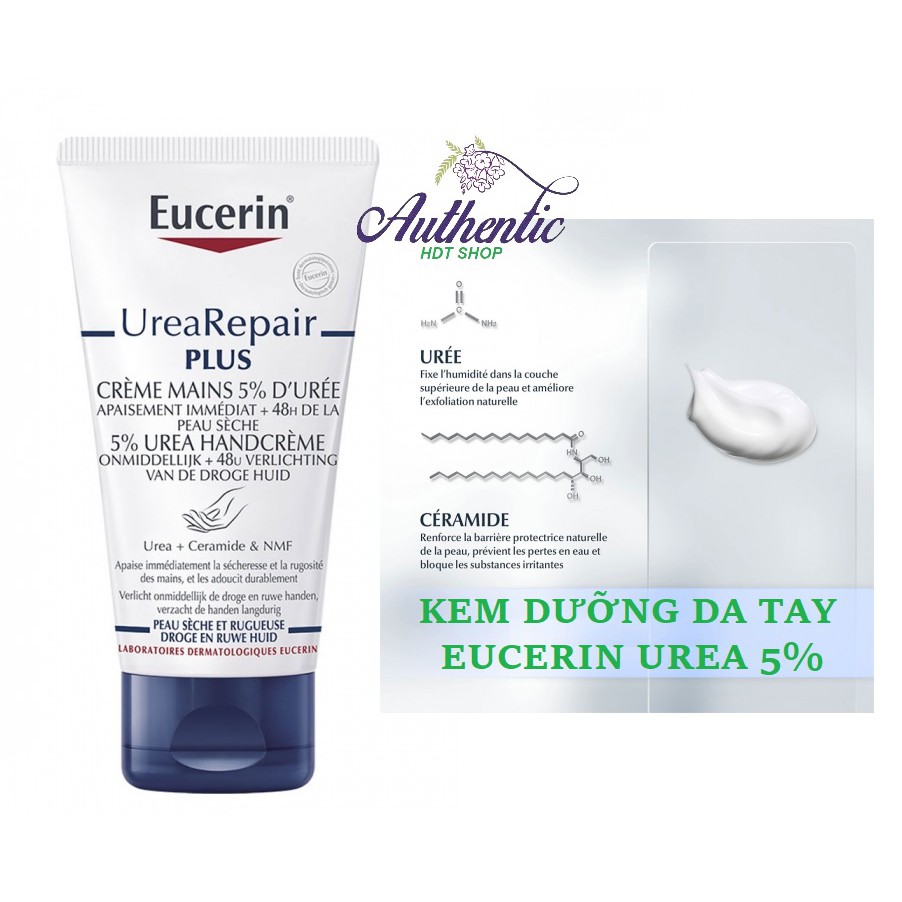 Kem dưỡng da tay EUCERIN UreaRepair PLUS 5% Urea + CERAMIDE & N.M.F 75ml (Bill Pháp)