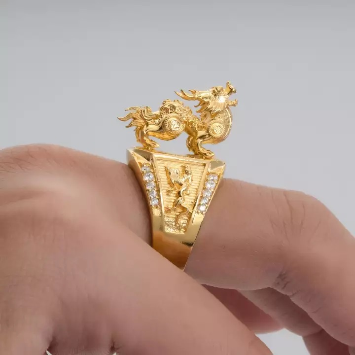 Nhẫn nam đẹp hình kỳ lân cao cấp thiết kế bền màu