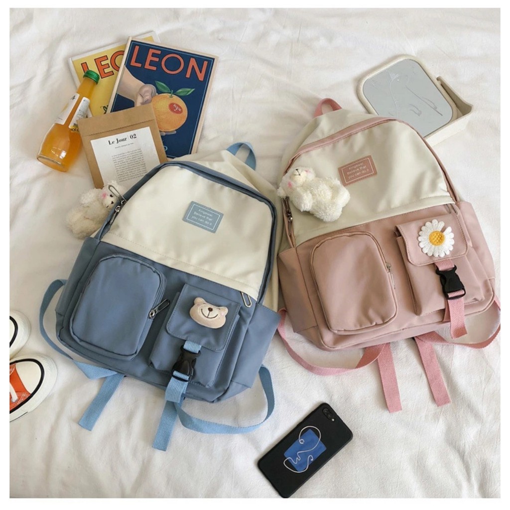 Ba lô chất dù hoa cúc pha mầu siêu đáng yêu đành cho nữ B030