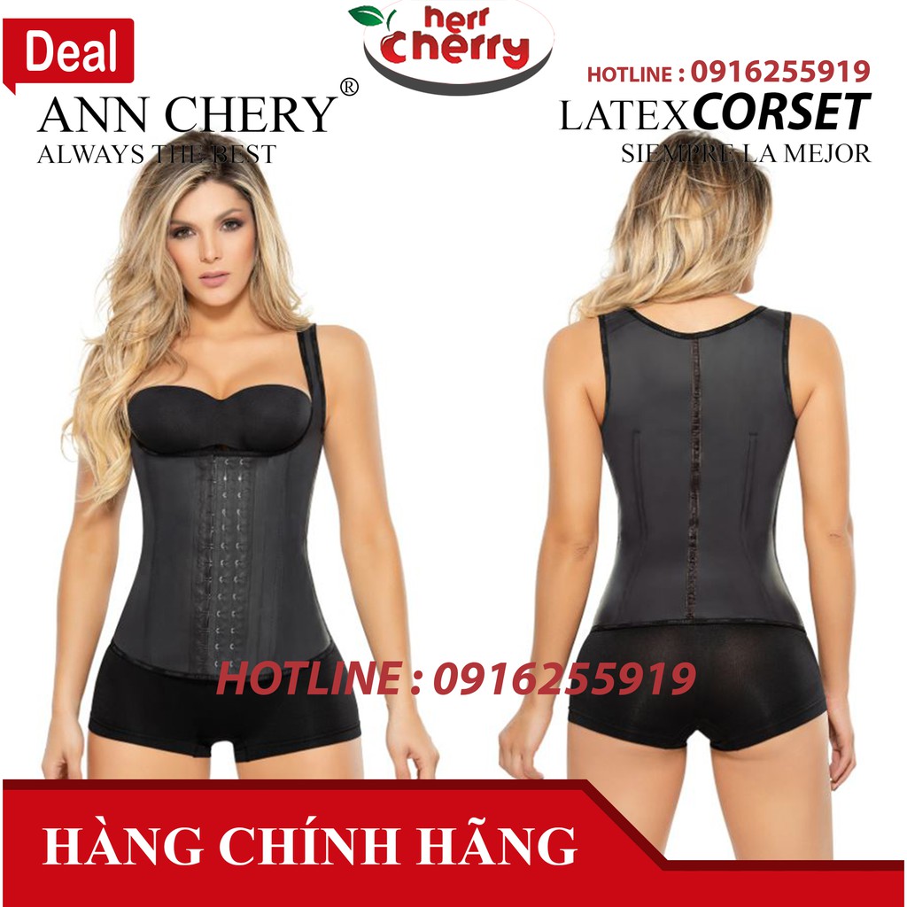 Đai nịt bụng giảm mỡ bụng và lưng Ann Chery 2027 dáng Chaleco Latex Vest - màu đen