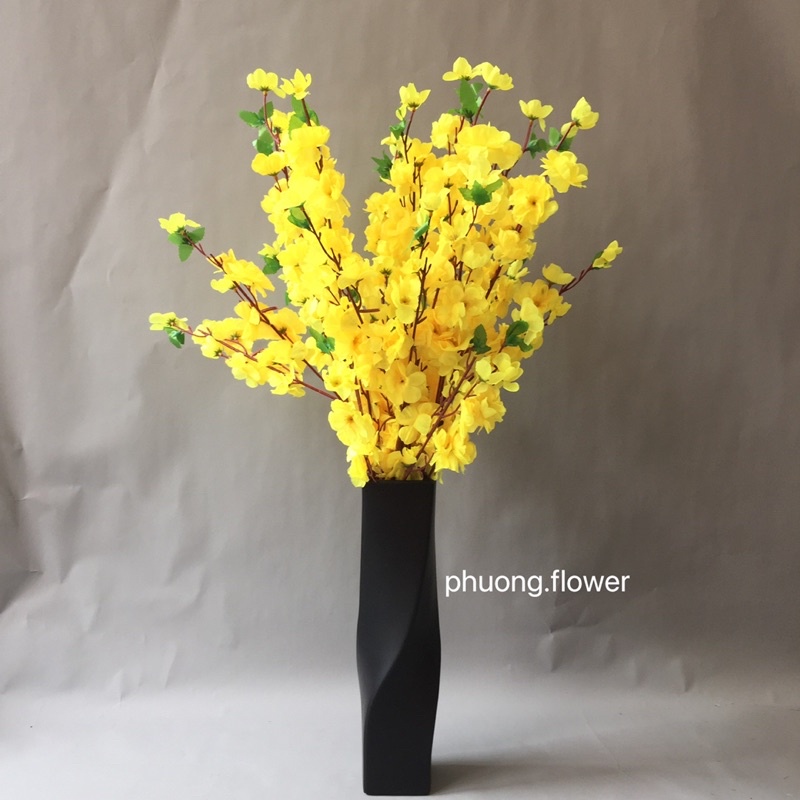 Cành Hoa Đào giả cành Mai giả hoa bằng lụa dài 65cm dùng để cắm bình trang trí tết hoặc làm cây đào giả