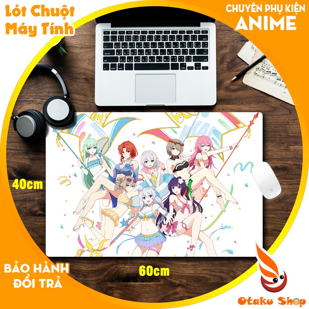 { Mouse pad cỡ lớn } Lót chuột Anime Honkai Impact chất liệu cao su để trên bàn di chuột chơi game kích thước 60x40cm