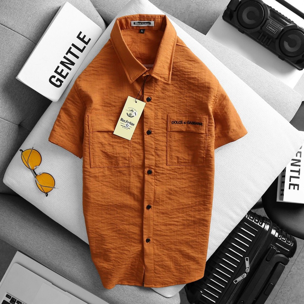 Áo sơ mi nam  ngắn tay vải đủi Thêu chứ cao cấp mã mới nhất 2021  ( LĐ Unisex Shop) | BigBuy360 - bigbuy360.vn