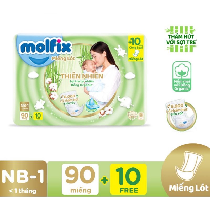 Miếng lót sơ sinh Molfix thiên nhiên NB1 100 miếng