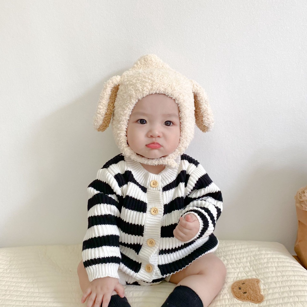 Mũ Tai Thỏ Chất Lông Cừu Siêu Ấm