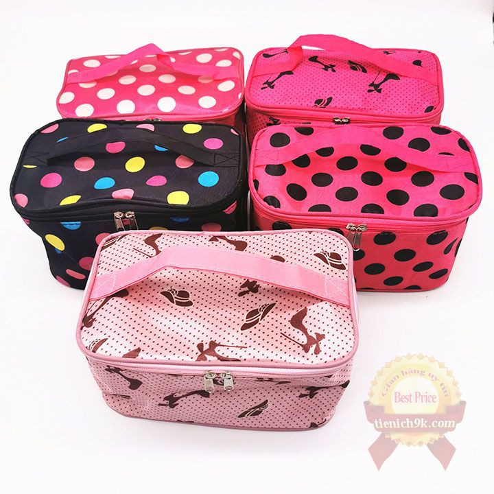 Túi đựng mỹ phẩm du lịch ngăn to để đồ trang điểm makeup SOIGNE vải Oxford