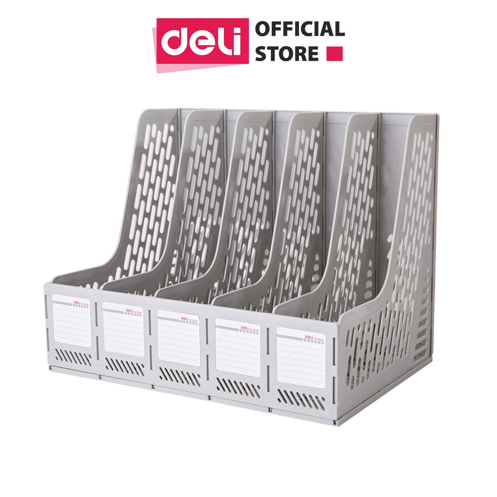 Giá tài liệu Deli, 5 ngăn đứng Ghi xám - E9838