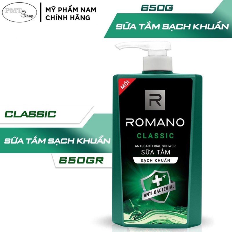 Sữa tắm sạch khuẩn nam Romano hương nước hoa 650g Classic | Attitude