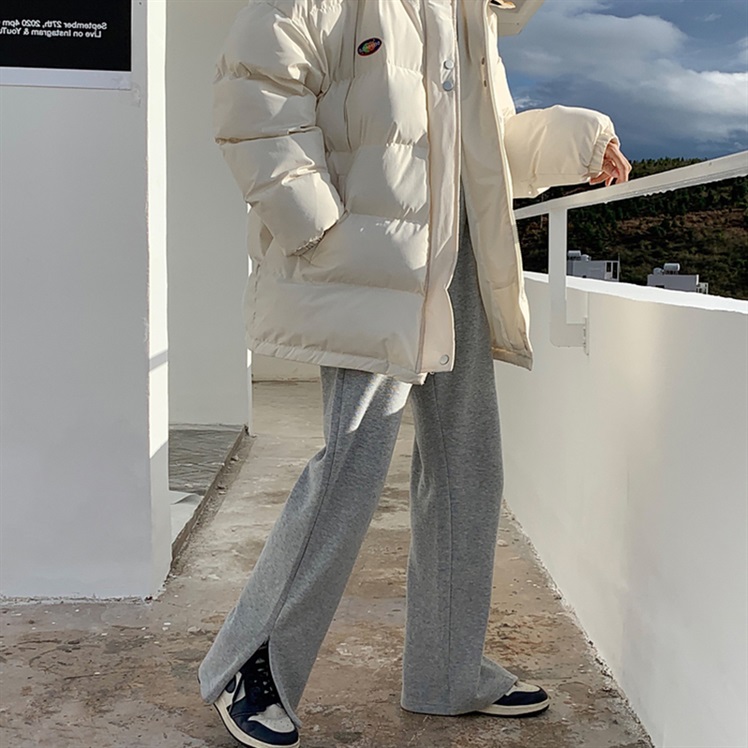 Quần thể thao ống rộng lưng cao màu đơn sắc cá tính thời trang Thu Đông cho nữ