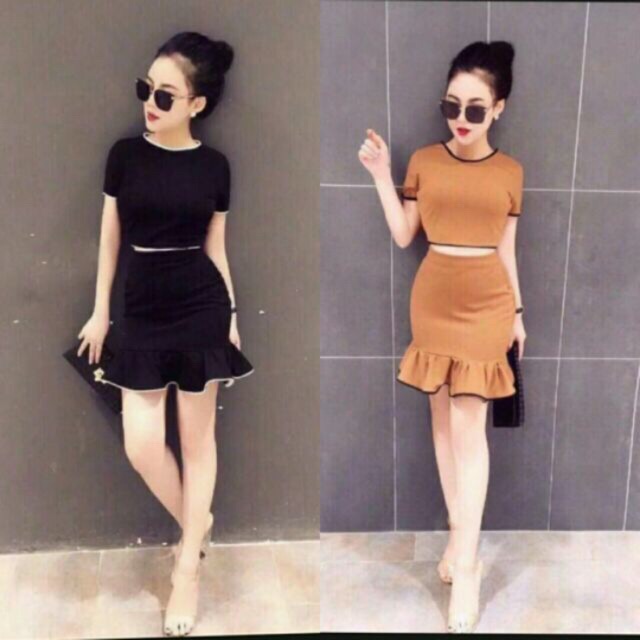 Sét Áo + Váy Thun Gân Lên Form Cực Đẹp