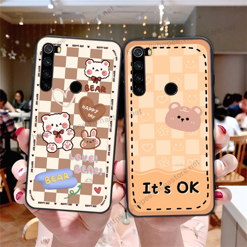 Ốp lưng Xiaomi Redmi Note 8 / Note 8 Pro trái tim gấu cute thể thao cá tính, giá rẻ