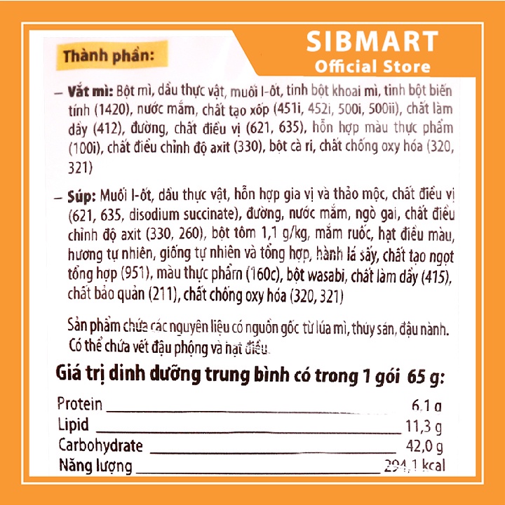 [ MÓN NGON MỖI NGÀY ] Mì tôm kokomi 65g - Sinmart Official Store - SX0002